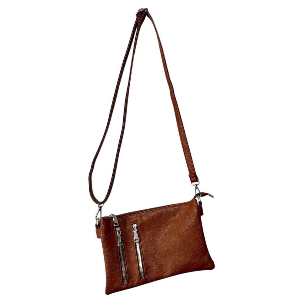 Crossbody Bag Cognac shoulder purse 3 compartment